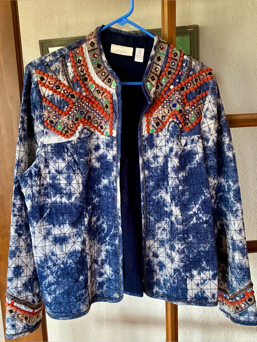 Chico's jacket embroidered & beaded Chico's size 2